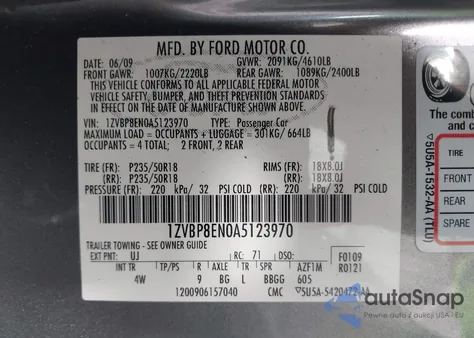 2010 Ford Mustang V6/V6 Premium z USA, uszkodzony, nr VIN 1ZVBP8EN0A5123970